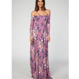 PinkBlush floral off the shoulder maxi dress nwot